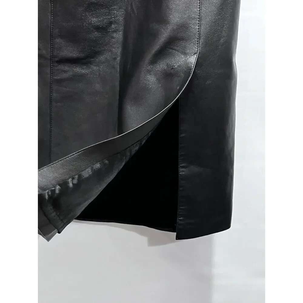 Bebe Butter Soft Black Genuine Leather Straight Skirt‎ size 8-10, 30” waist Y2K